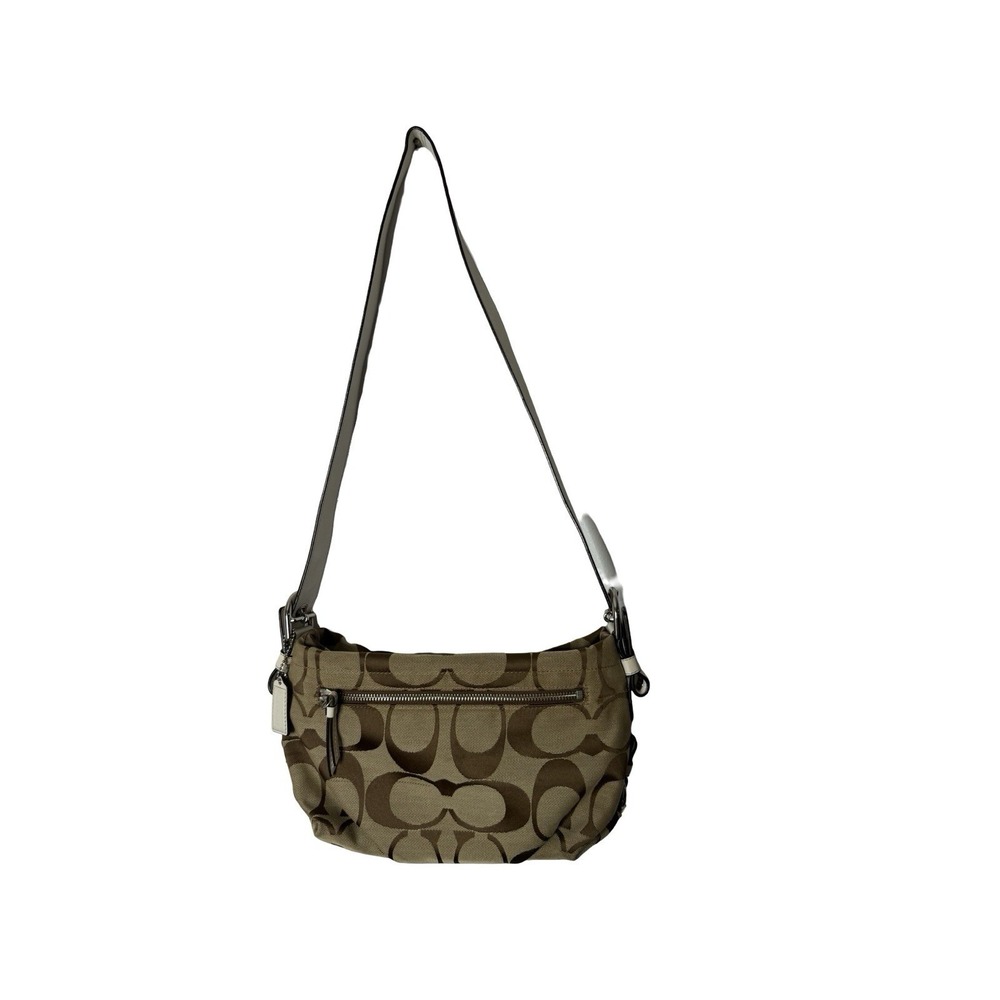 COACH Signature Shoulder Bag F15068 Tan/Brown Canvas/Leather Shoulder Purse. - Picture 6 of 8